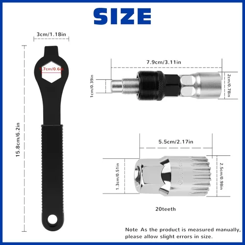 Miniatura 2 de Oumers Extractor de manivela de bicicleta/removedor de brazo y removedor de soporte inferior con llave inglesa/llave de 0.630 in. Kit