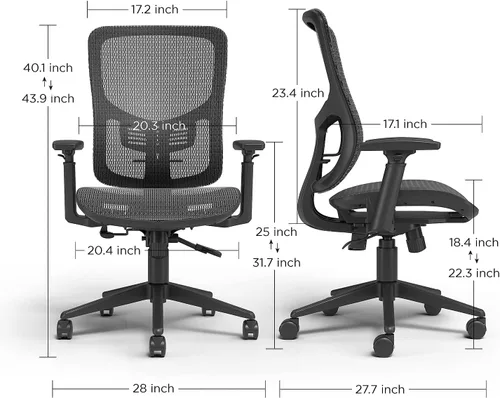 Miniatura 2 de STAPLES Kroy - Silla ergonómica de malla, ergonómica, soporte lumbar, altura ajustable, color negro