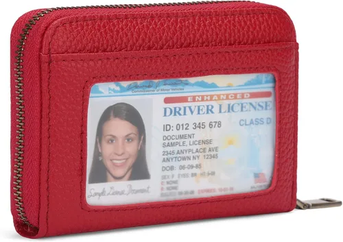Miniatura 7 de SENDEFN Cartera de cuero para mujer, con bloqueo RFID, pequeñas carteras compactas, titular de la tarjeta de crédito con ventana de identificación
