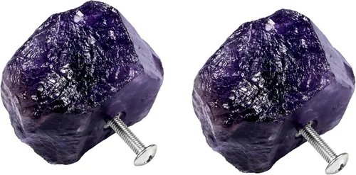 Miniatura 7 de Rockcloud Paquete de 2 pomos de piedra de cristal natural con tornillos para cajones de armario, aparador, decoración de oficina en el hogar, cuarzo