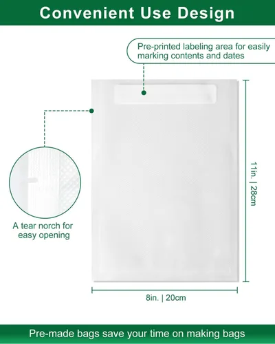 Miniatura 3 de Bolsas selladoras al vacío de un cuarto de galón para alimentos, 8 x 11 pulgadas, sin BPA, bolsas de sellado al vacío resistentes para ahorrar