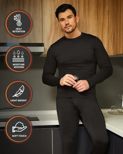 Miniatura 3 de CL convallaria 2 Pack Long Johns Thermal Underwear for Men Soft Fleece Lined Base Layer Cold Weather Set XS-4XL