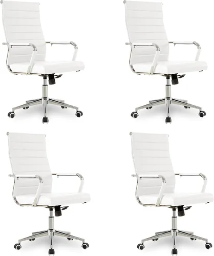Miniatura 28 de Okeysen Office Desk Chair, Ergonomic Leather Modern Conference Room Chairs, Executive Ribbed Height Adjustable Swivel Rolling Chair for Home Office