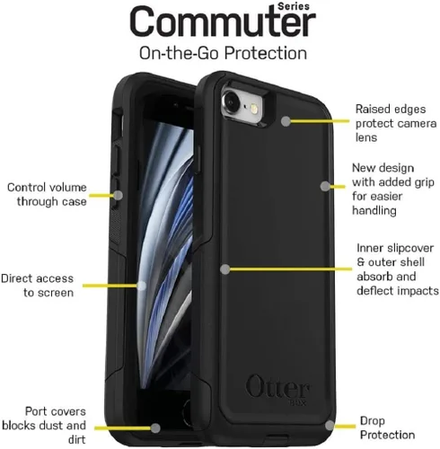 Miniatura 6 de OtterBox Commuter Series - Funda para iPhone SE (3ª y 2ª generación) y iPhone 8/7 (solamente), embalaje no minorista, color negro