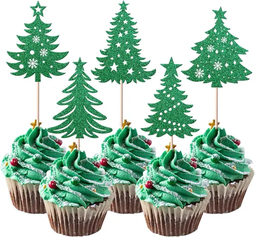 Miniatura 15 de Rsstarxi Paquete de 24 Adornos para Cupcakes Oh Baby de Navidad con Purpurina, Sombreros de Navidad, Palillos para Cupcakes de Baby Shower para Baby