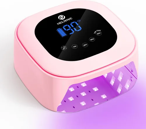 Lámpara de uñas LED UV inalámbrica, secadora de uñas recargable de 80 W con 4 temporizadores, luz ambiental y base de espejo, luz UV para todas las