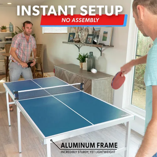 Miniatura 3 de GoSports - Juego de tenis de mesa de tamaño mediano – Rojo o azul – Juego de tenis de mesa portátil para interiores y exteriores con red, 2 raquetas