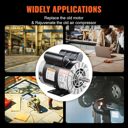 Miniatura 6 de VEVOR Motor Eléctrico de Compresor de Aire de 2 HP, 115/230V, 20/10 Amperios, Marco 56 3450 RPM, Eje Claveado de 5/8 Pulgadas, Longitud de Eje