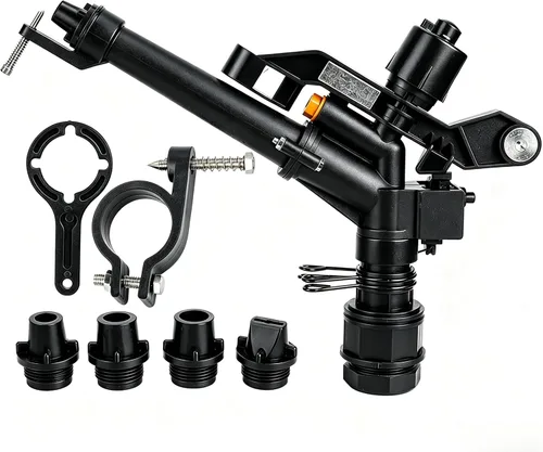 Aspersor de riego, brazo oscilante de 360° y aspersor de césped de impacto, rosca hembra ajustable DN25 de 1.5 pulgadas, para granja, jardín, riego