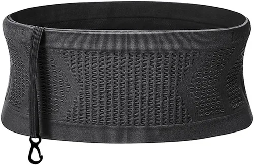 Miniatura 7 de Adorila Cinturón delgado para correr, cintura oculta sin rebote con apertura de 360° para frascos suaves, teléfonos celulares, llaves o geles, Negro