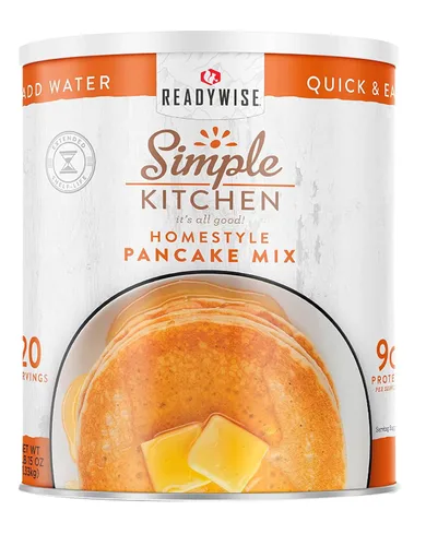 Simple Kitchen Mezcla de Panqueques Caseros – 20 Porciones para Preparación de Comidas Familiares, Supervivencia, Solo Agrega Agua Comida Enlatada,