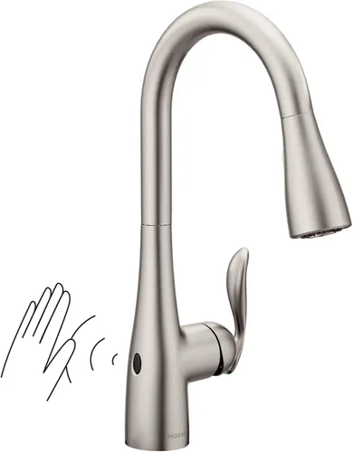 Miniatura 17 de Moen Arbor Chrome Motionsense Wave Touchless Grifo de cocina desplegable de una manija con limpieza eléctrica, 7594EWC Cromo