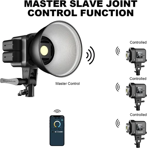 Miniatura 8 de GVM - Luz de video de 80 W, iluminación continua para fotografía con montaje Bowens, 2700 ~ 7500K, 44100Lux/1.6 ft luz de estudio con aplicación
