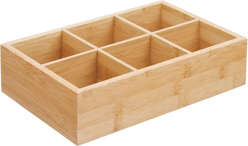 Miniatura 8 de mDesign Caja organizadora de bambú para almacenamiento de té y alimentos, estuche de madera para bolsas de té, café, aperitivos, azúcar