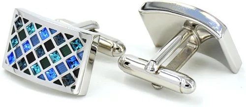 Miniatura 5 de Mr.Van Elegant Swarovski Crystal Cufflinks Blue Glimmering Cuff Links Set Wedding for Him
