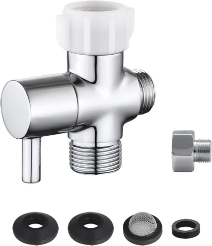 Adaptador T de bidé con válvula de cierre, válvula T de 3 vías para bidé, adaptador T de latón para inodoro manual, 7/8"×7/8"×1/2" o 3/8"