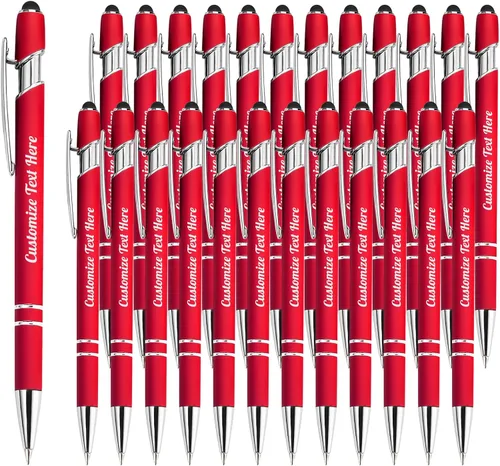 Miniatura 58 de Hasta 500 bolígrafos personalizados a granel con logotipo de mensaje de nombre comercial, bolígrafos grabados personalizados con lápiz óptico