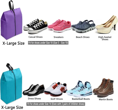 Miniatura 3 de Juego de 4 bolsas de zapatos de viaje de nailon impermeable con cremallera para hombres y mujeres, Varios colores, Paquete de 4 colores mixtos