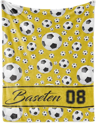 Miniatura 9 de Manta de fútbol personalizada con nombre, mantas personalizadas suaves para deportes de fútbol, mantas de cama verde, regalo personalizado