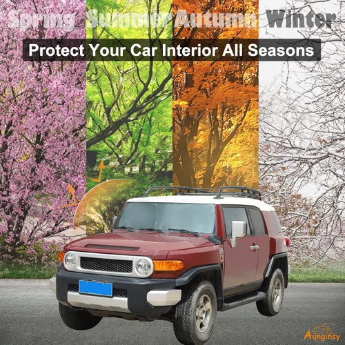 Miniatura 7 de Aunginsy Parasol para parabrisas delantero compatible con Toyota FJ Cruiser 2007-2021, parasol plegable reflectante para rayos UV y protección solar
