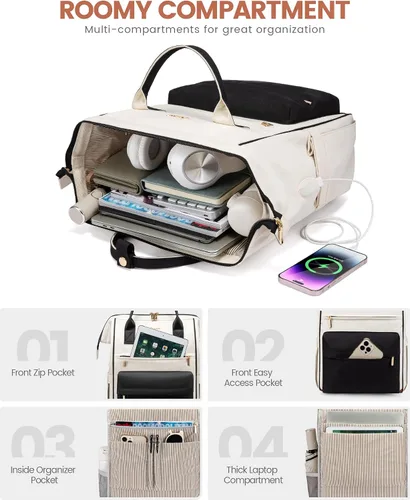 Miniatura 3 de LOVEVOOK Mochila para laptop para mujeres, Mochila bolso, Mochila de viaje de gran capacidad, Bolsa de enfermera, Bolsa para laptop para mujeres