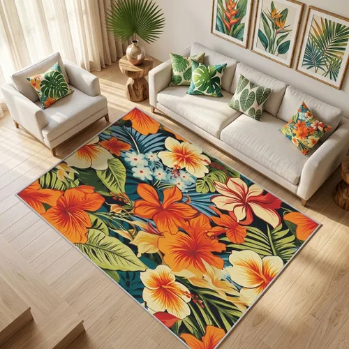 Miniatura 20 de Alfombra retro floral de 2 x 3 pulgadas, lavable de los años 60 y 70, alfombras hippie para entrada, dormitorio, cocina, alfombra de área de flores