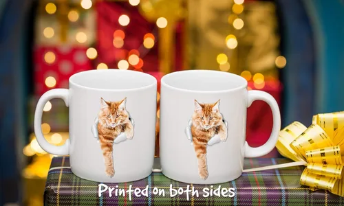 Miniatura 5 de Winston & Bear Taza de café con gato de jengibre escalador, divertida taza de café de cerámica atigrado naranja para los amantes de los gatos