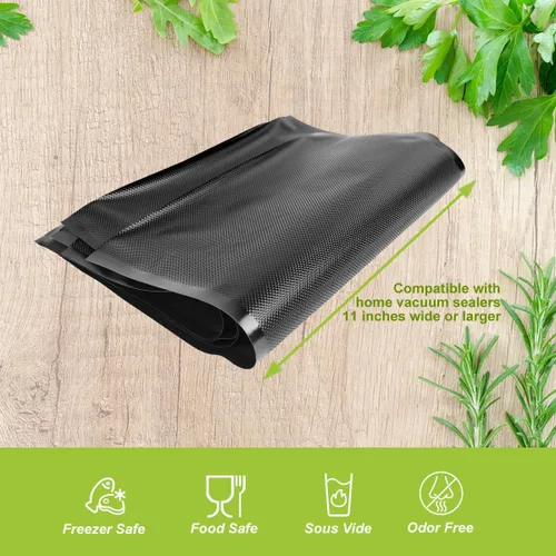 Miniatura 3 de Bolsas de sellado al vacío de 11 pulgadas x 19.5 pies (total de 39 pies), color negro y transparente, bolsas selladoras al vacío para almacenamiento