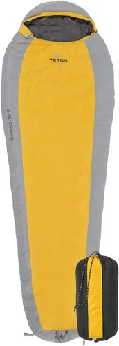 Miniatura 14 de Saco de Dormir Teton 20F y 5F; Saco de Dormir Ultraligero y Cálido para Momia para Adultos y Niños, Acampada, Mochilero, Senderismo Rojo doble