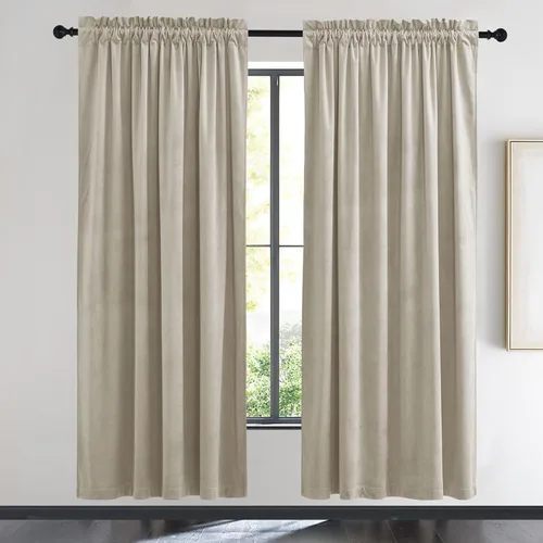 Miniatura 152 de NICETOWN Cortinas opacas de terciopelo extralargas negras de 120 pulgadas de largo para telón de fondo, cortinas de terciopelo con aislamiento Serie