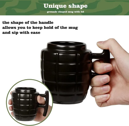 Miniatura 2 de Taza de té de café de cerámica de moda, taza especial fresca 3D, diseño de granada fresca, taza de té duradera, tazas atractivas, regalos de Negro