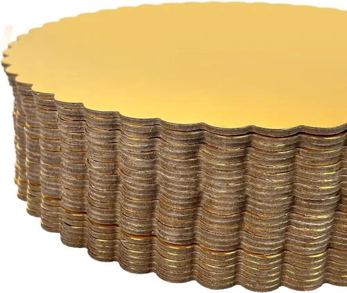 Miniatura 4 de Paquete de 25 tableros redondos resistentes de 10 pulgadas para tartas, placas de cartón dorado con base festoneada, paquete de 25 (dorado)