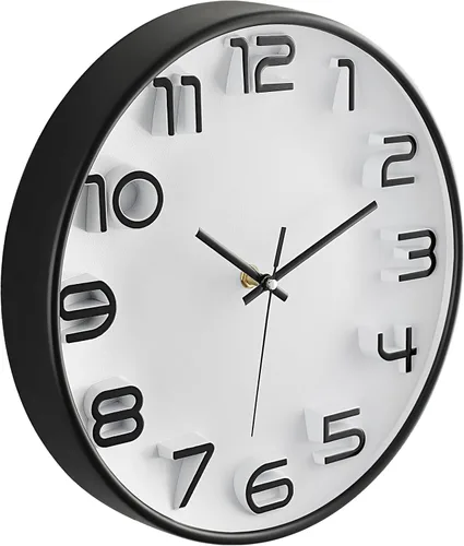 Miniatura 2 de WOOPHEN Reloj de pared silencioso de 12 pulgadas, funciona con pilas, reloj de pared de cuarzo de calidad, moderno, decorativo, para dormitorio