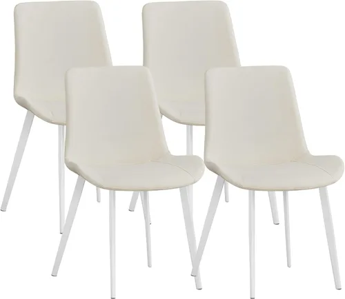 Miniatura 10 de Juego de 4 sillas de comedor modernas de mediados de siglo con piel sintética de primera calidad (juego de 4, gris)