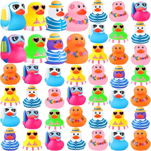 Miniatura 10 de Honoson 36 piezas de patitos de goma de verano a granel, mini pato de goma para baño, tina, patito chirriante lindo para aula, carnaval, verano
