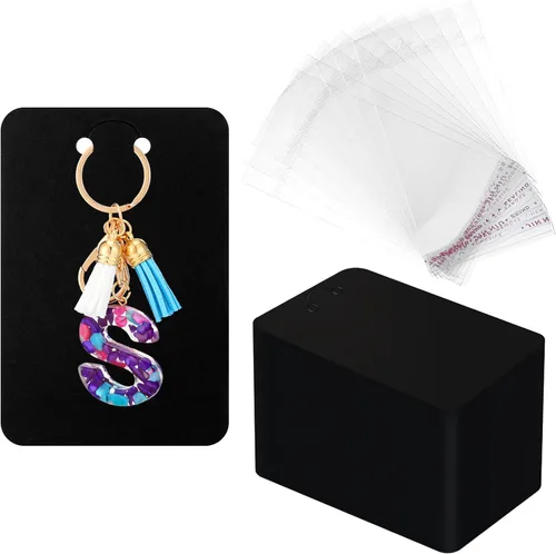 320 tarjetas de exhibición de llavero, bolsas autosellantes de 2.3 x 3.5 pulgadas, tarjetas de joyería para vender paquetes de collares de pequeñas