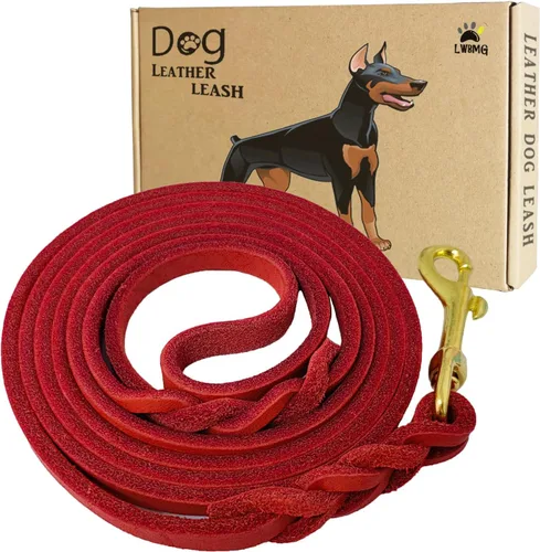 Miniatura 16 de LWBMG Correa de cuero para perro de 8 x 3/4 pulgadas, correas de perro para perros grandes, resistentes, fuertes y suaves, hechas a mano, trenzadas