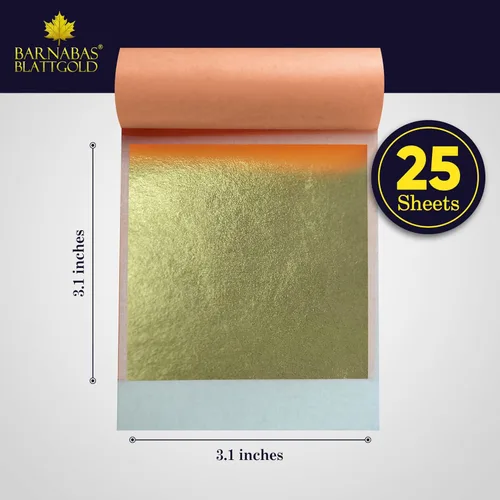Miniatura 2 de Barnabas Blattgold Hoja de oro, oro real de 22 quilates [25 hojas, 3.1 pulgadas] - Patente de transferencia para pintura, artes y manualidades