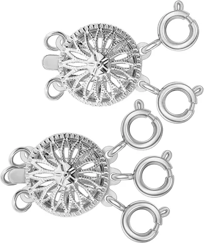Miniatura 12 de Dailyacc Cierre de collar en capas para mujer, cierre de joyería deslizante de plata y oro de 14 quilates, conectores de pulsera