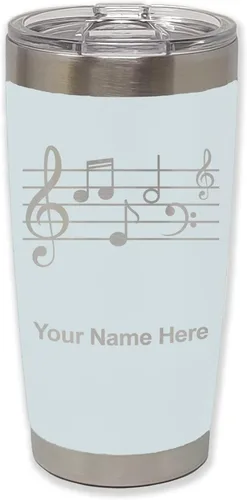 Miniatura 17 de LaserGram Vaso aislado al vacío de 20 onzas, personal de música, grabado personalizado incluido (negro)