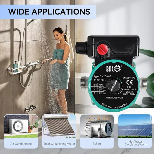 Miniatura 6 de BACOENG Bomba de recirculación de agua caliente, 3/4 "NPT 110V Bomba de circulación automática con cabezal de acero inoxidable para calentador solar