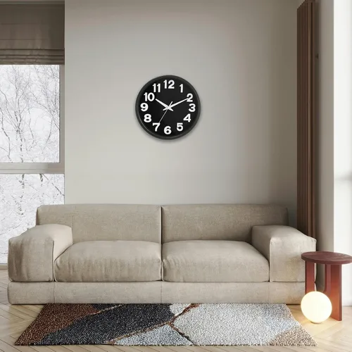 Miniatura 5 de Caysie Reloj de pared silencioso de números 3D de 12 pulgadas, moderno reloj redondo de cuarzo a pilas, decorativo para cocina, dormitorio, sala