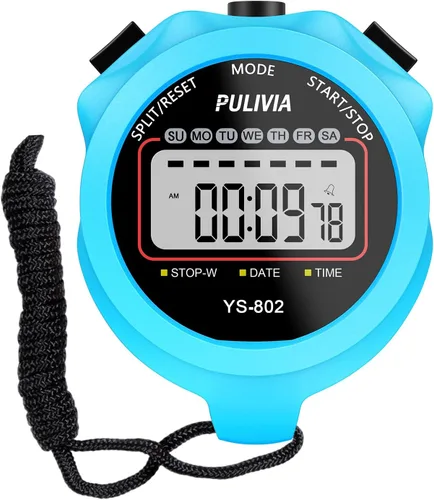 Cronómetro deportivo, cronómetro digital dividido de una sola vuelta para deportes, niños, entrenadores, natación, correr, azul