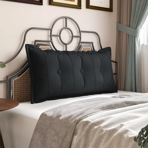 Miniatura 15 de VERCART Almohada grande para cabecero, almohadas de sofá cama, almohada de lectura, almohada de cabecera de cama, almohada de apoyo de Gris