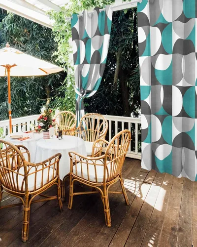 Miniatura 5 de Abstract Aqua Outdoor Curtains for Patio Waterproof Drapery, Grommet Window Curtain Drapes for Living Room, Bedroom, Doorway, Kitchen, Cafe, Porch