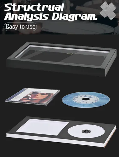 Miniatura 5 de Marco de música para CD de 8 x 12 pulgadas con disco negro mate y caja de CD hecho con marco de madera maciza 2-Negro