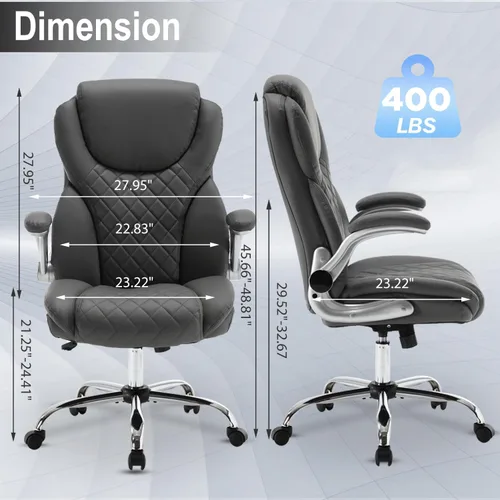 Miniatura 3 de Silla de oficina ejecutiva grande y alta, sillas de escritorio ergonómicas con respaldo alto de piel sintética con ruedas, silla de gestión mecedora