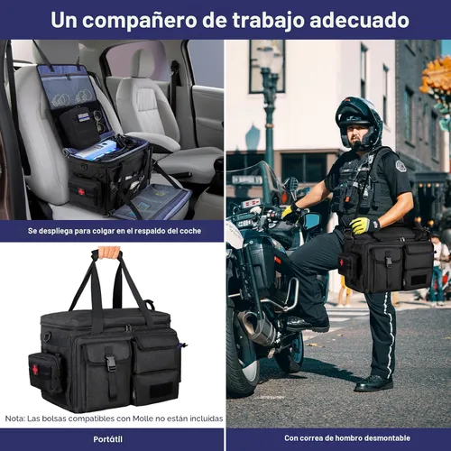 Miniatura 5 de Bolsa de patrulla de policía, bolsa de equipo de aplicación de la ley, bolsa de policía, organizador de asiento delantero del coche, bolsas de deber