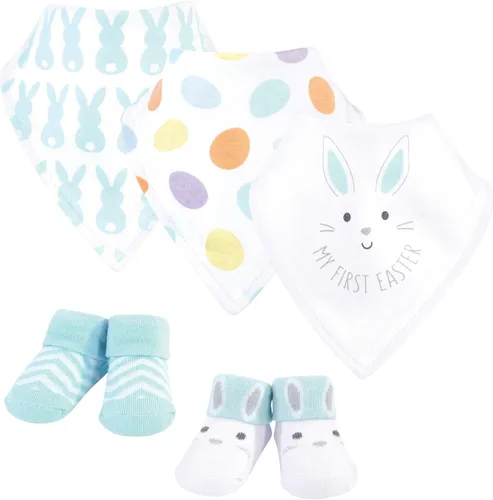 Miniatura 315 de Hudson Baby Conjunto de babero y calcetines unisex de algodón para bebé