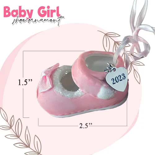 Miniatura 4 de Ganz Zapatos de bebé niña adornos personalizados rosa fechado 2023 botines de adorno de la primera Navidad para nuevos padres, nacimiento